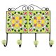 Pea Green Ceramic Floral Tile Wall Hook Online